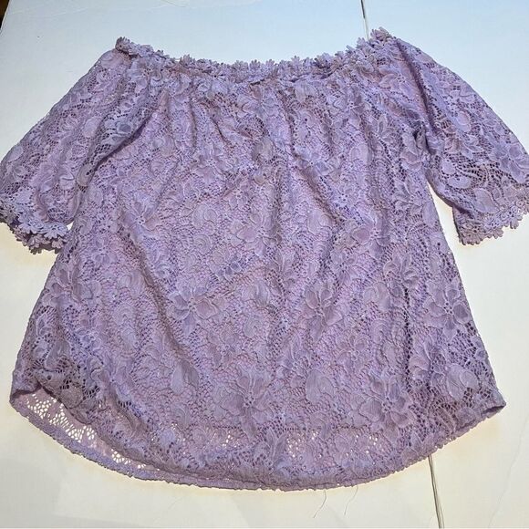 Women's Miholl Lavender Lace Blouse Off Shoulder Size XXL - Picture 1 of 12